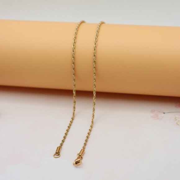 Twisted Rope Rose Gold Necklace – Elegant 18 Inch Chain Design, XPNL0206 - Picture 12 of 12